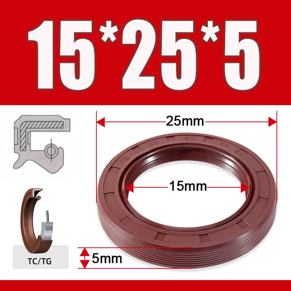 Metric TC Oil Seal FKM Dual Lip Rotary Shaft Seal 8mm–40mm Bore