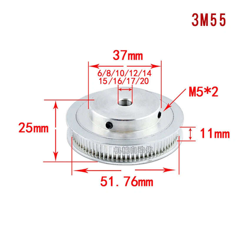 HTD-3M 12T-150T Timing Belt Pulley Pitch 3mm Tooth Width 11mm Synchronous Wheel
