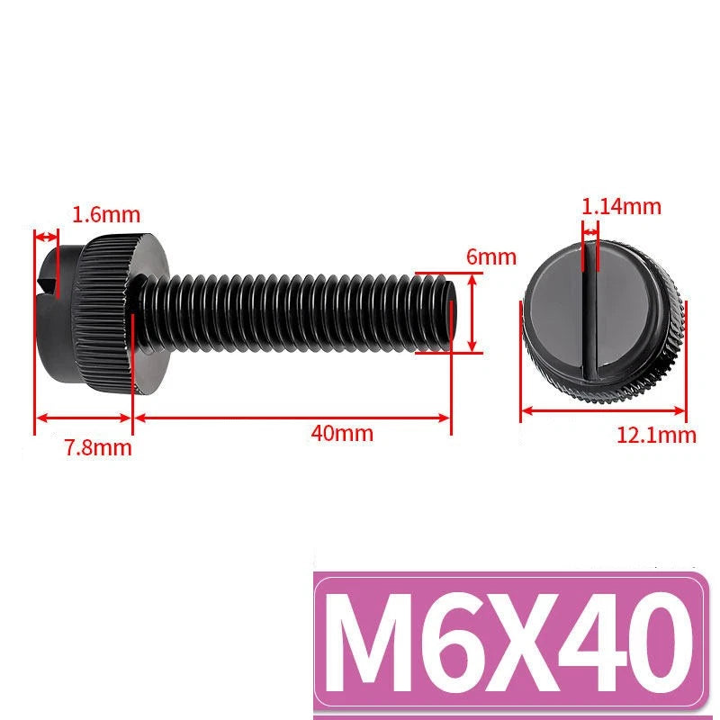 Black Nylon Thumb Screws — PA66 Knurled Slotted Head, M3 M4 M5 M6 M8