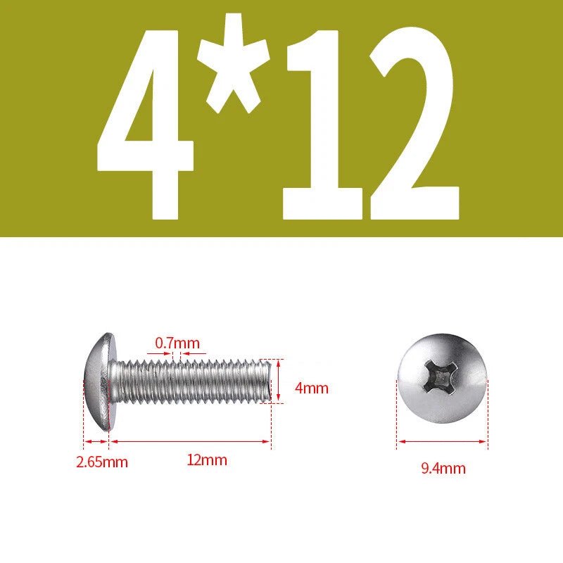 Phillips Button Head Machine Screws — Steel M2 M2.5 M3 M4 M5 M6 - HomeDIYer