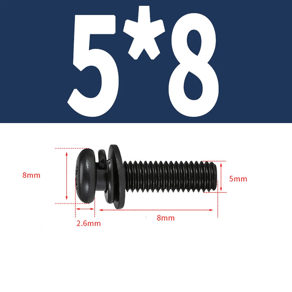 M5–M8 Phillips Pan Head Screws with Flat Washer – Nickel Plated or Black Zinc, Carbon Steel