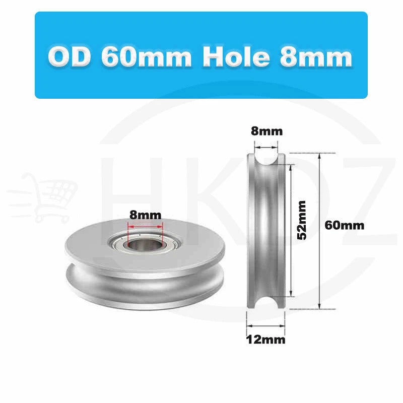 Aluminium Pulley Bearing CNC Guiding Wheel Flat Belt Idler OD 8-80mm Hole 5-16mm