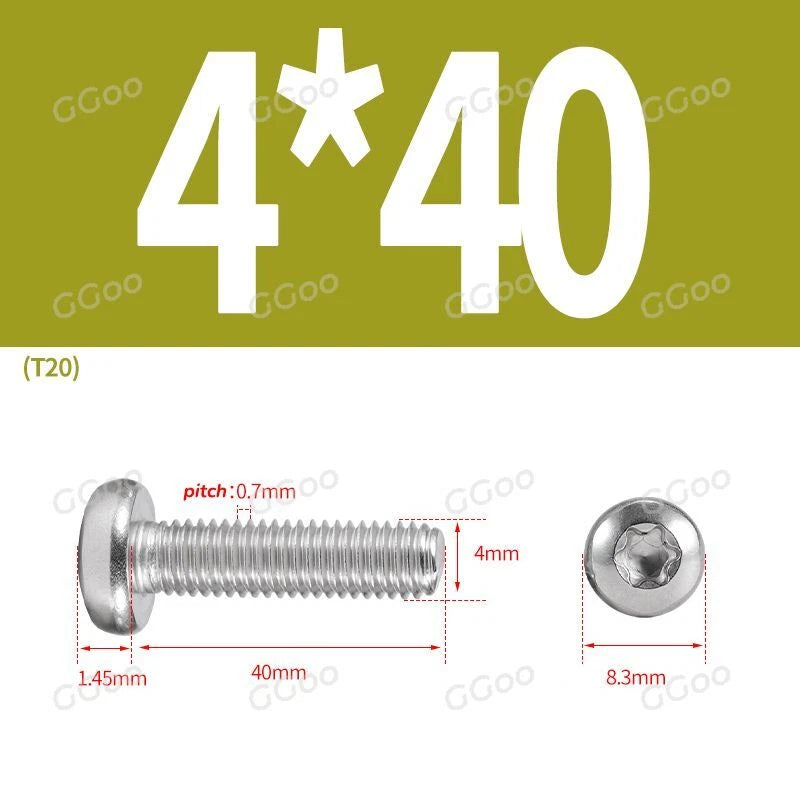 A2 Stainless Steel Torx Pan Head Machine Screws — M2 to M8, Six-Lobe Drive