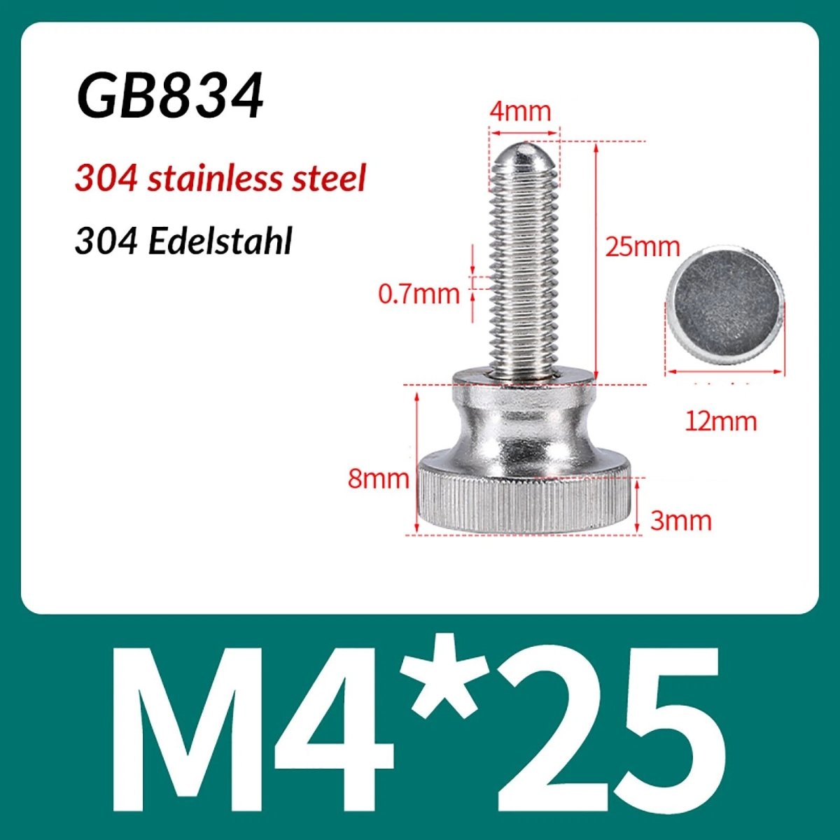 A2 Stainless Steel Knurled Thumb Screws – M2 to M10, Hand Turn Knob Bolts, 4 - 60mm Lengths - HomeDIYer