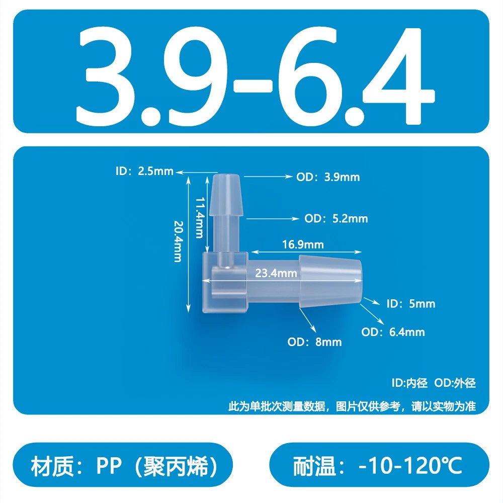 90° Elbow Plastic Barbed Joiner Reducer Connector Pipe Tube Hose Water 1.6-25mm