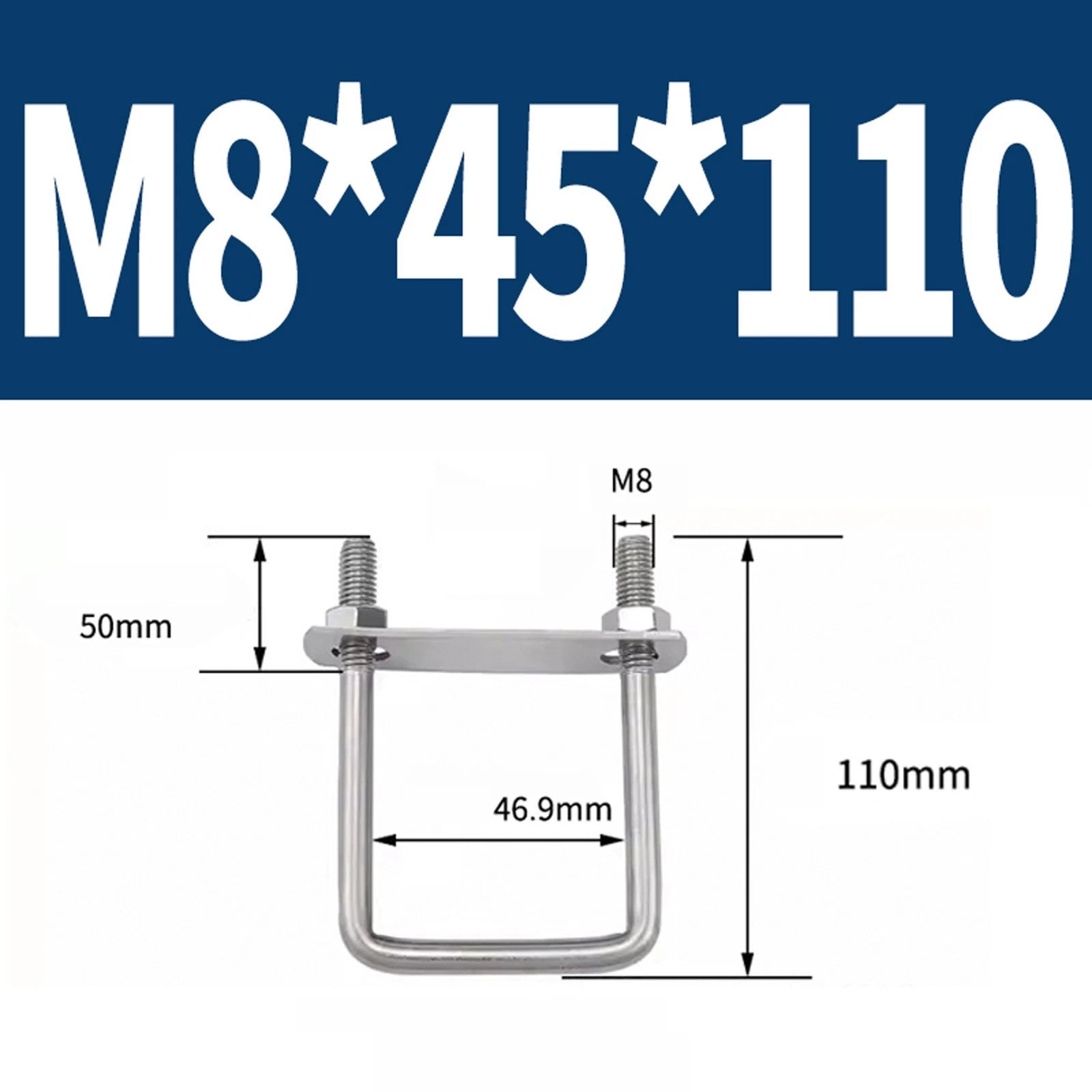 M6 M8 M10 M12 U Bolt Plates & Nuts Standard U-Bolts Stainless Steel 304 Trailer