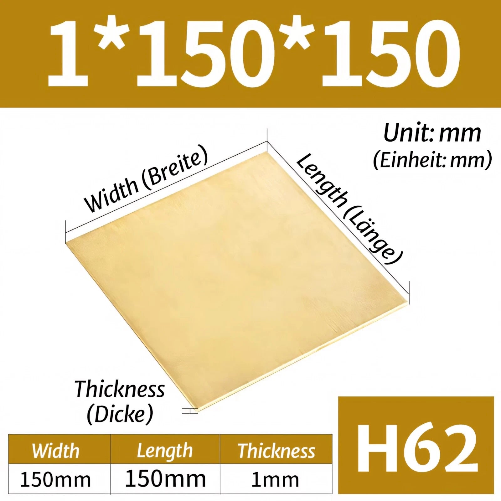 H62 Brass Sheet Plate Guillotine Offcuts, Various Multiple Sizes 0.3mm-8mm Thick