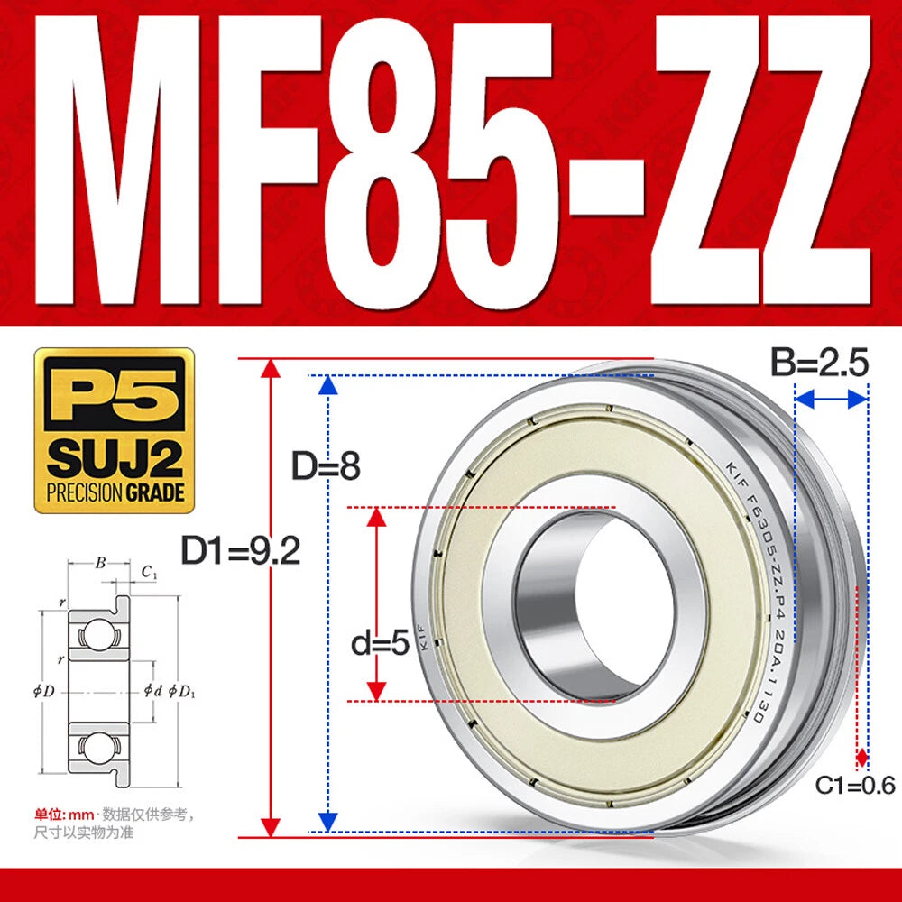 Mini Metal Shielded Flanged Ball Bearings - Model Complete Inner Diameter 2-50mm