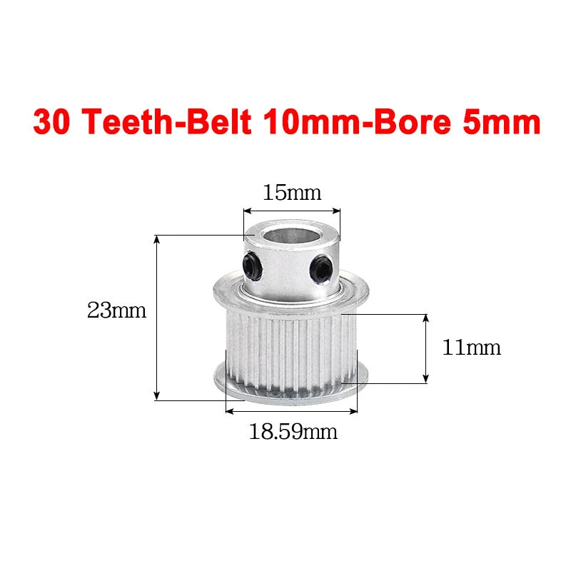 2GT Drive Pulley With Step 16 Tooth - 100 Tooth Bore 4mm - 25mm for 10mm Belt