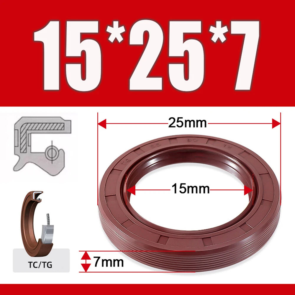 Metric TC Oil Seal FKM Dual Lip Rotary Shaft Seal 8mm–40mm Bore