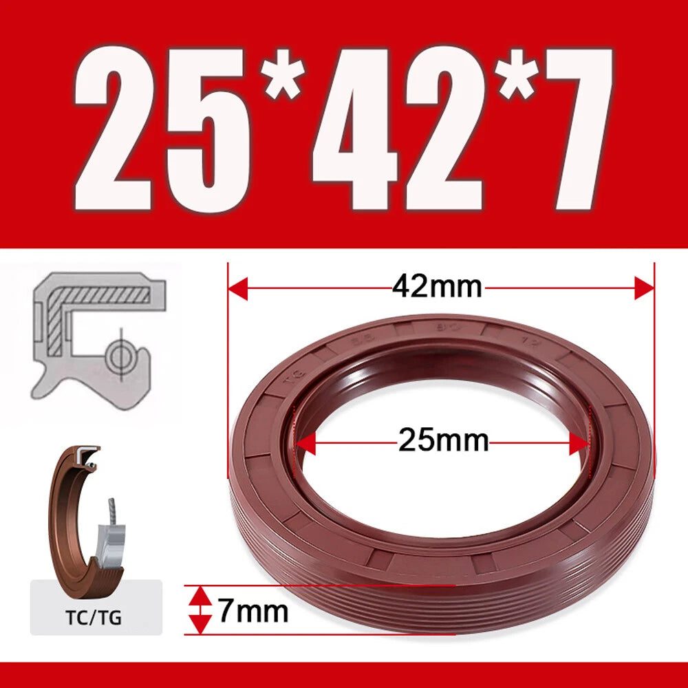 TC/TG Dual Lip FKM Oil Seal — Metric Rotary Shaft Sealing Ring, ID 25–50mm