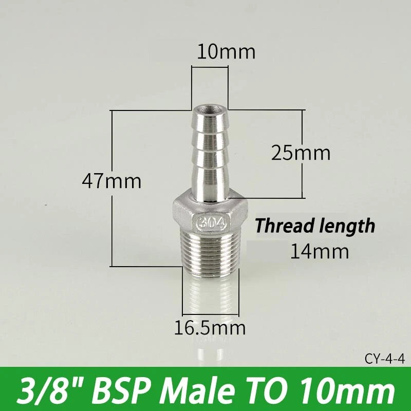 Stainless Steel Hosetails,Bsp Thread Hose Tail Barb Connector 1 8-1" Female Male