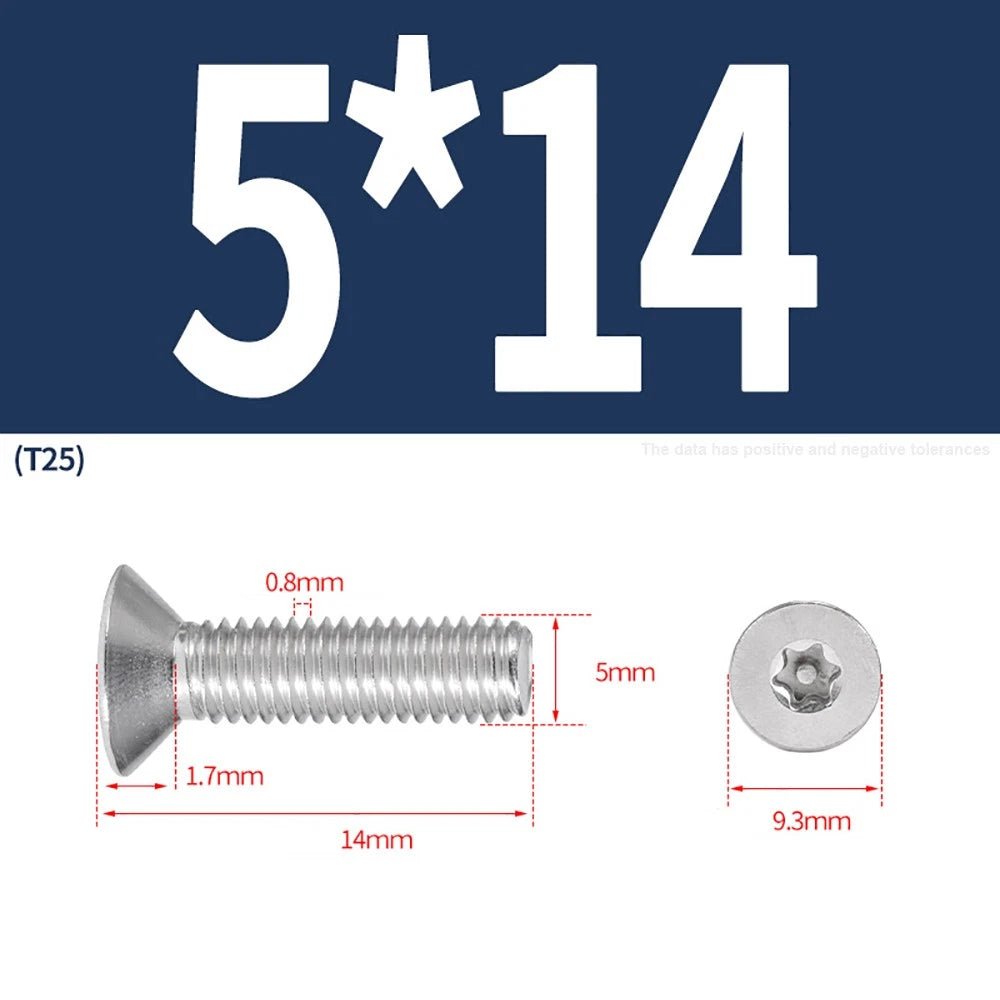 M3–M8 Pin Torx Countersunk Flat Head Machine Screws | A2 Stainless Steel - HomeDIYer