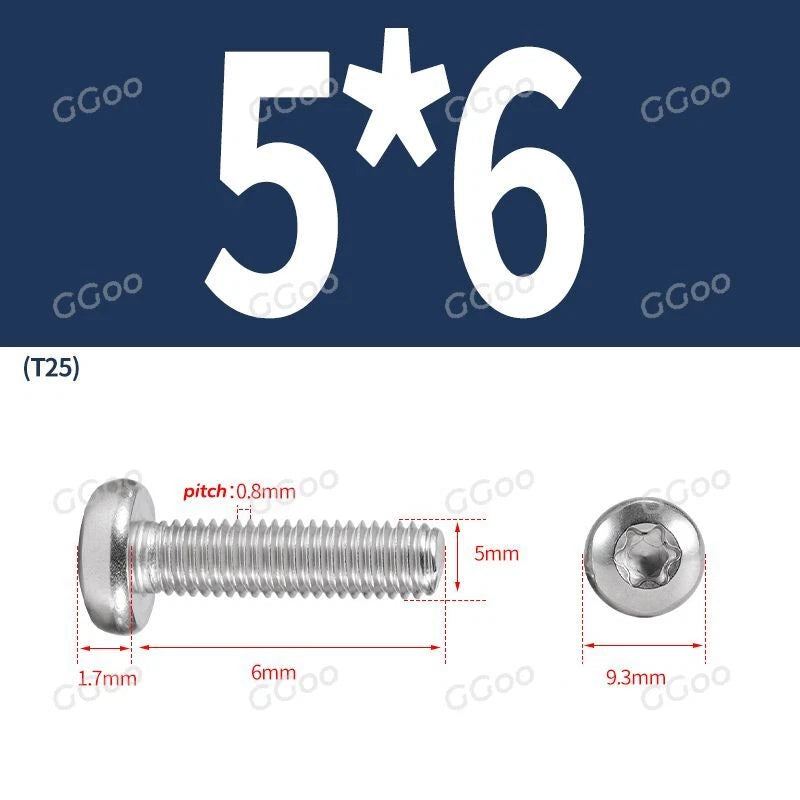 A2 Stainless Steel Torx Pan Head Machine Screws — M2 to M8, Six-Lobe Drive