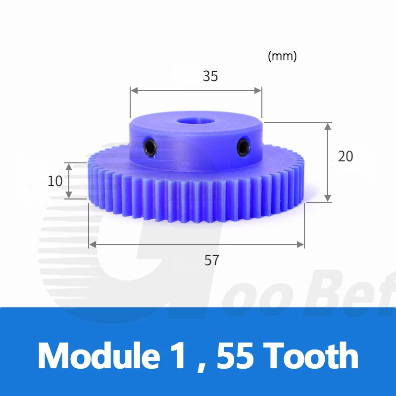 Mod 1/1.5/2 Precision Spur Gear Pinion 15-120 Tooth with Step Bore 4-16mm Nylon