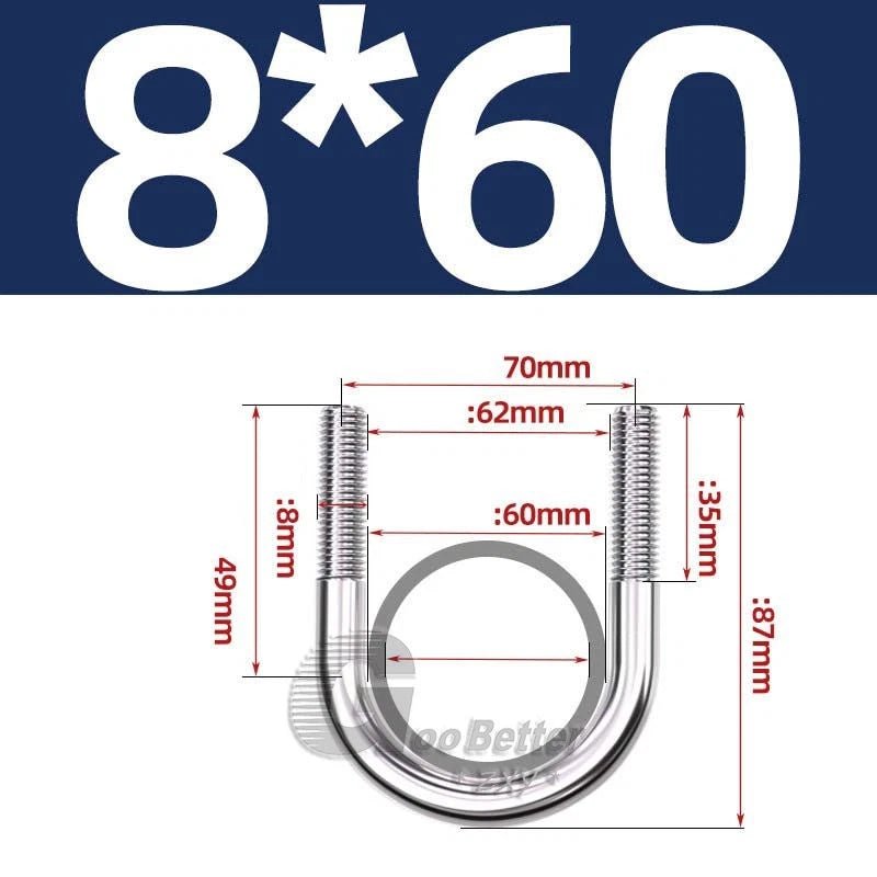 Square U - Bolts Stainless Steel — M6 to M24 | 304 A2 & 316 A4 Marine Grade - HomeDIYer