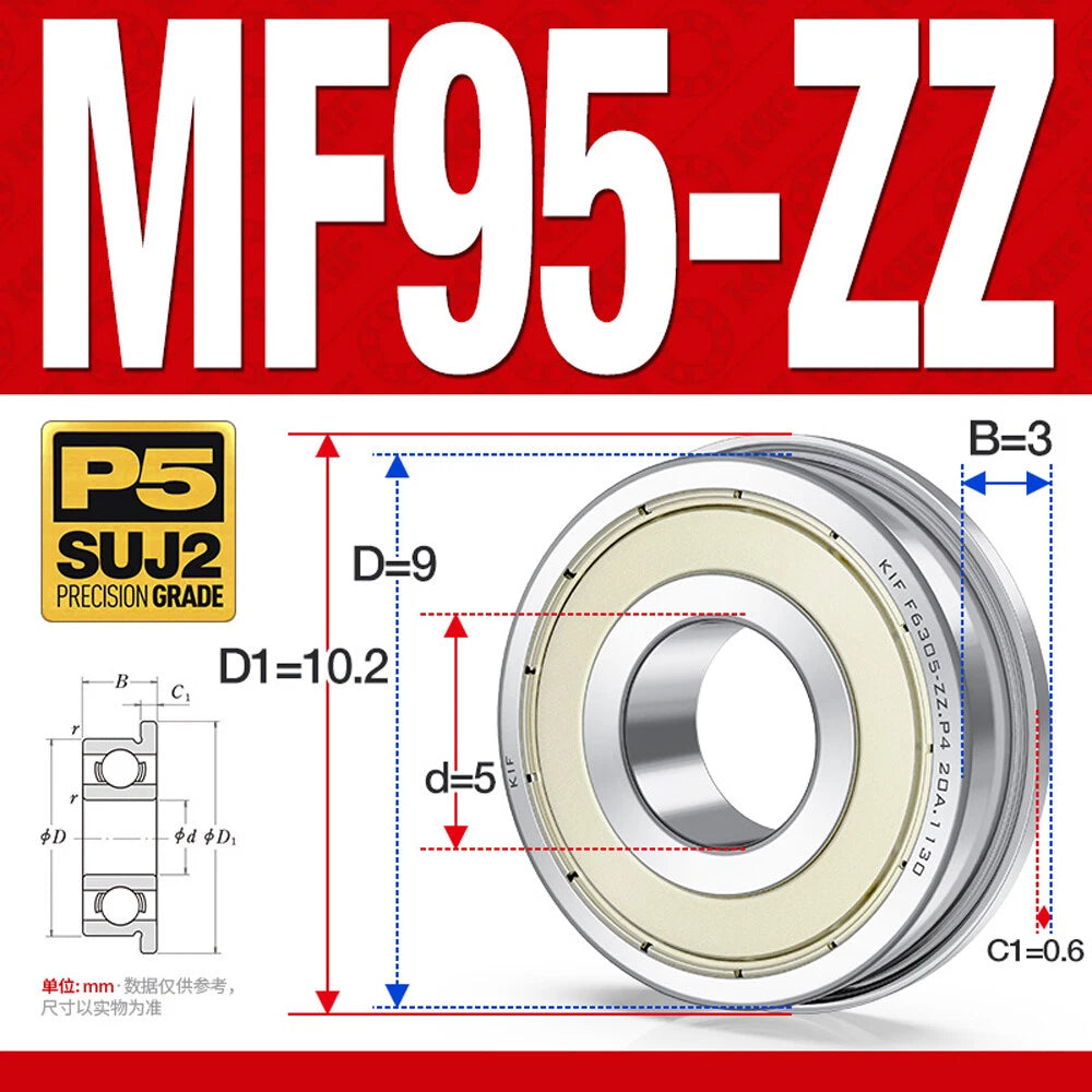 Mini Metal Shielded Flanged Ball Bearings - Model Complete Inner Diameter 2-50mm