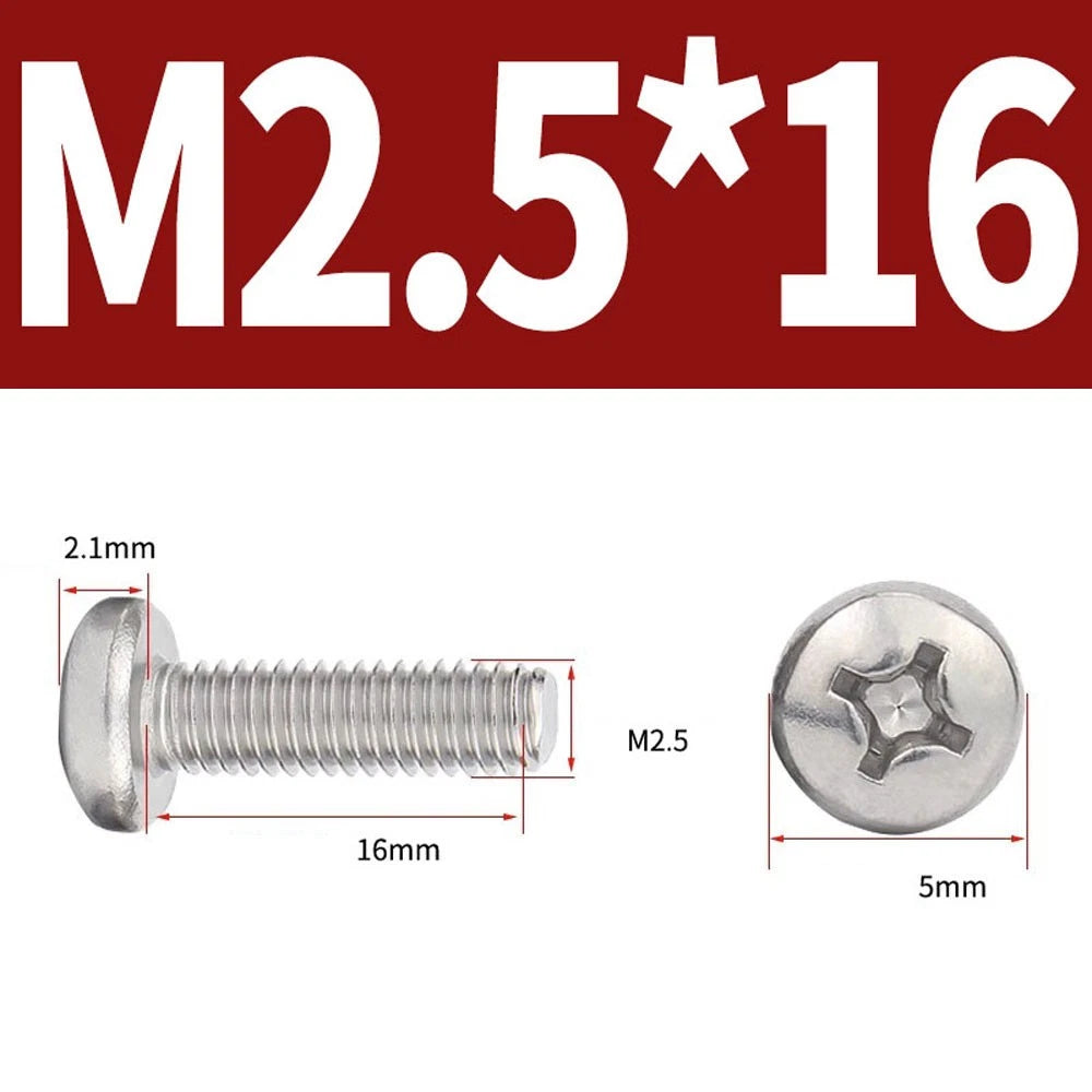 Phillips Pan Head Machine Screws — A4 Marine Grade Stainless Steel, DIN 7985 (M1.6–M10)