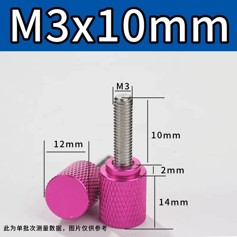M3 Knurled Thumb Screws – Colored Anodized Aluminum, 6mm to 100mm, 10 Colors - HomeDIYer