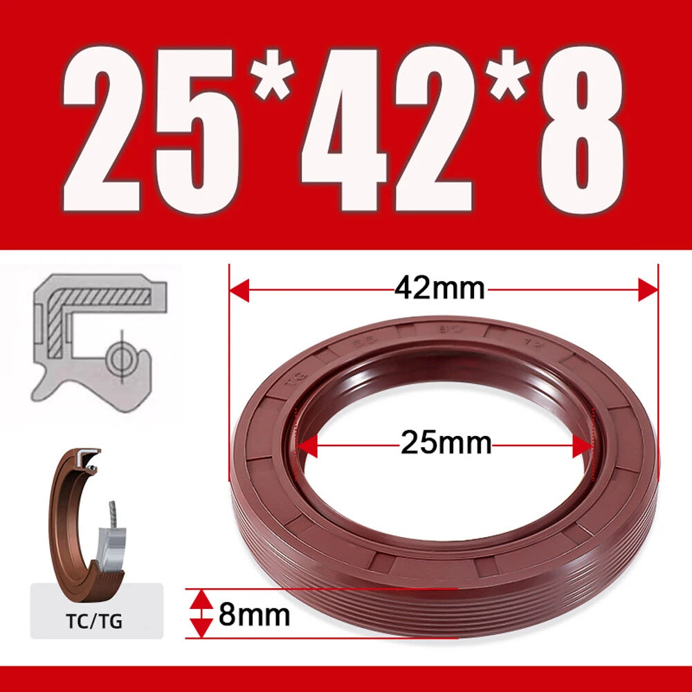 TC/TG Dual Lip FKM Oil Seal — Metric Rotary Shaft Sealing Ring, ID 25–50mm