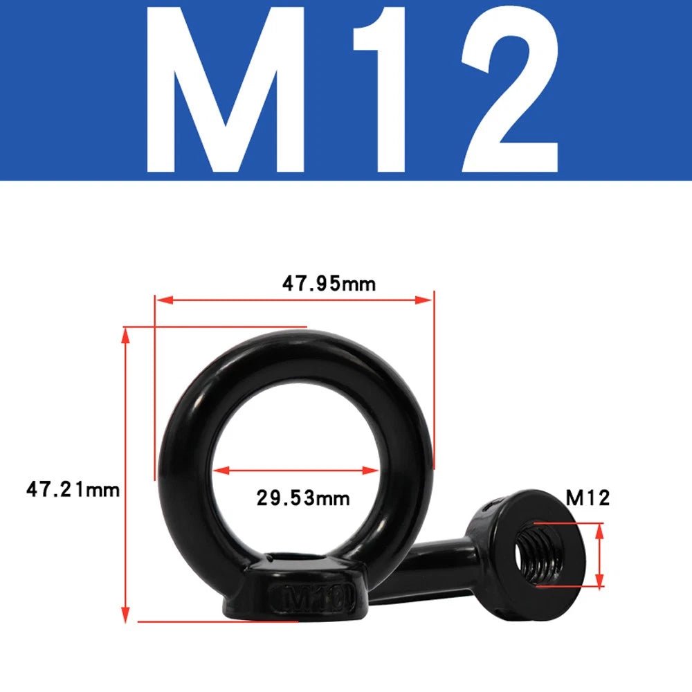Black 304 Stainless Steel Eye Bolts and Eye Nuts — M3 to M20 Lifting Hardware - HomeDIYer