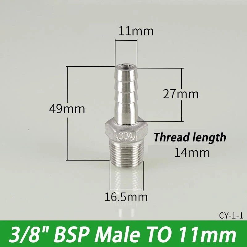 Stainless Steel Hosetails,Bsp Thread Hose Tail Barb Connector 1 8-1" Female Male