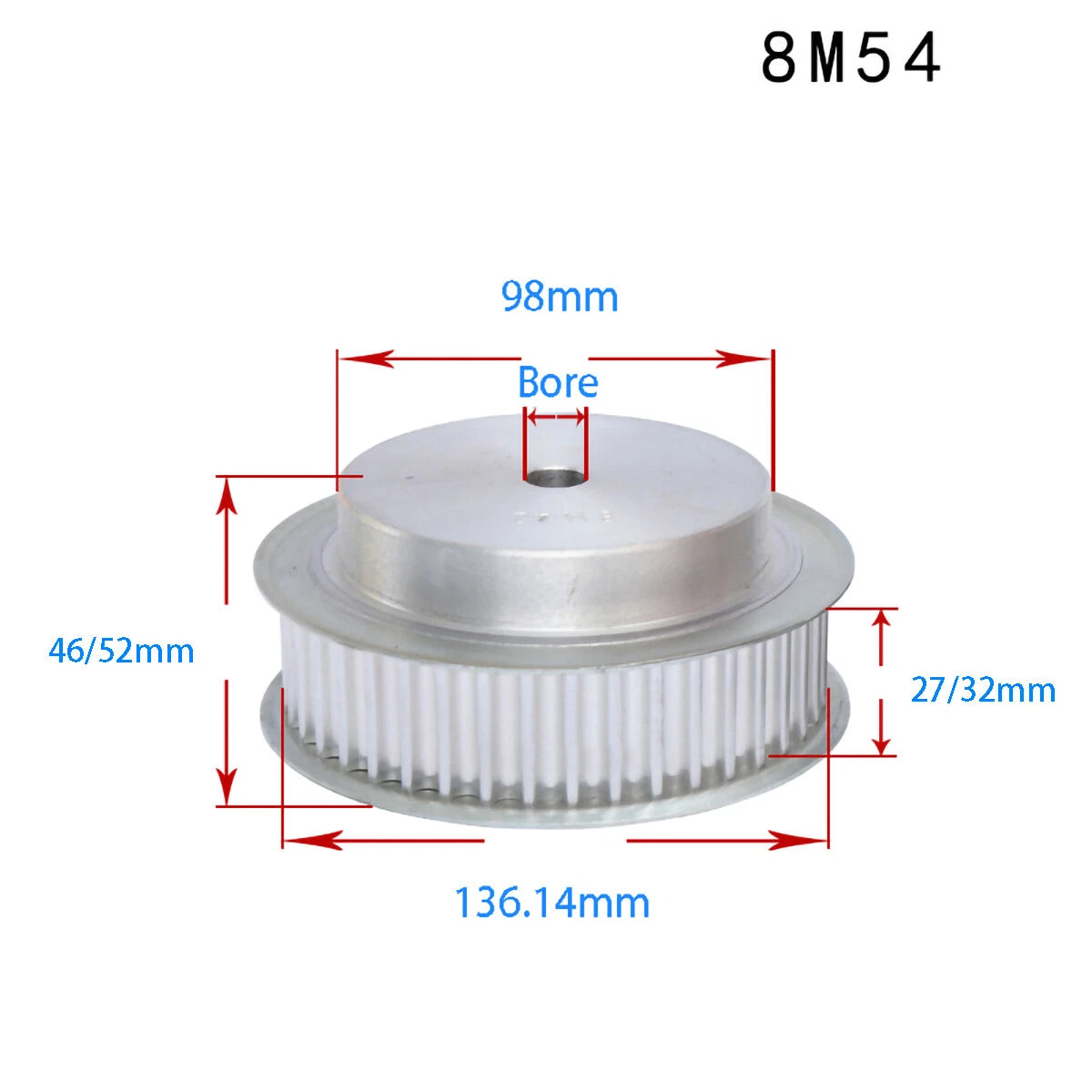 BF-type HTD8M 25mm-30mm Timing Belt Pulley 12 - 72 Tooth for CNC Step Motor