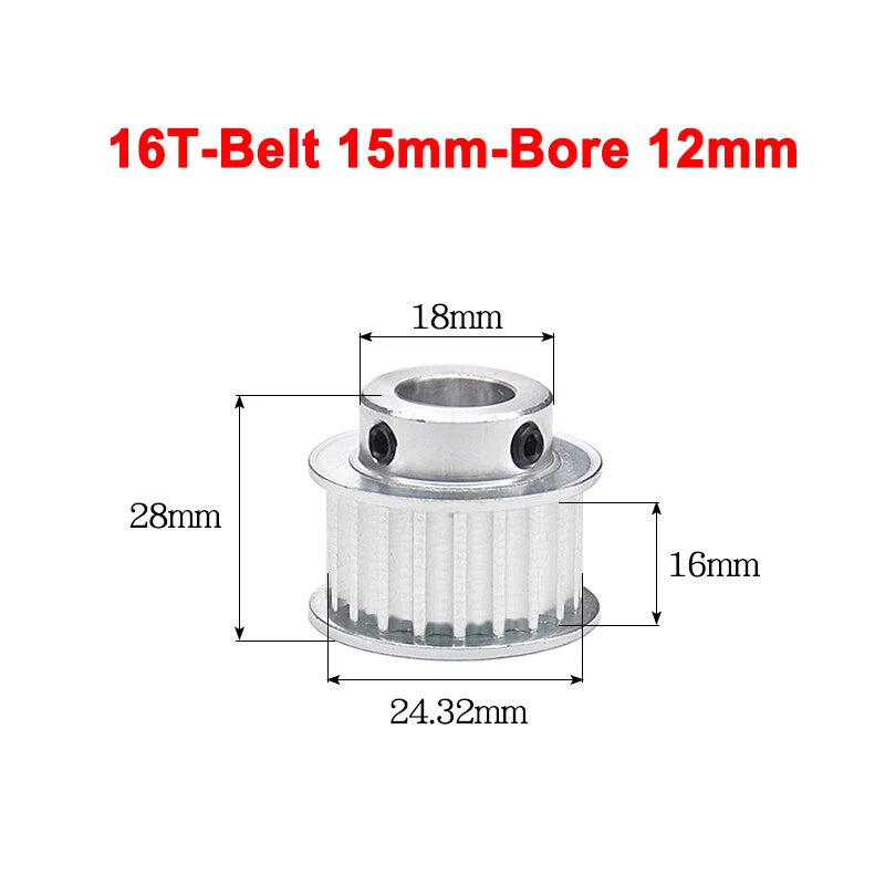 5M Timing Belt Pulley 10T 12T 14T 15T 16T 18T Bore 5mm-12mm for 15mm Width Belt