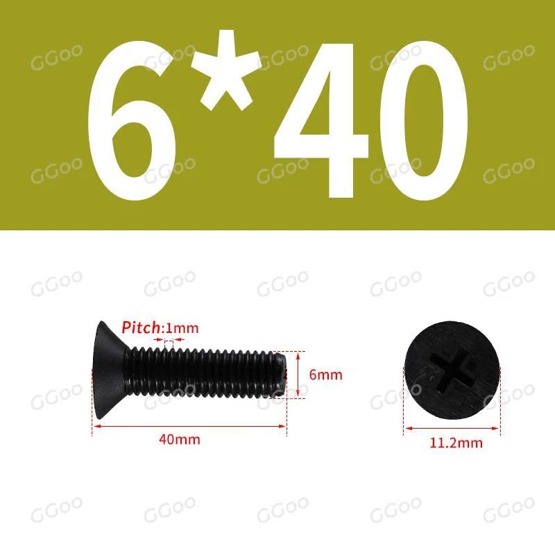 Nylon Countersunk Phillips Screws M2.5–M8, PA66 Non-Conductive Corrosion-Free