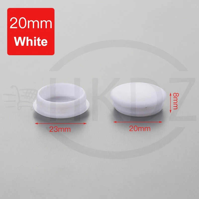 Plastic Screw Caps Covers 5–40mm – Push-in Furniture Hole Plugs, Black, White, Brown