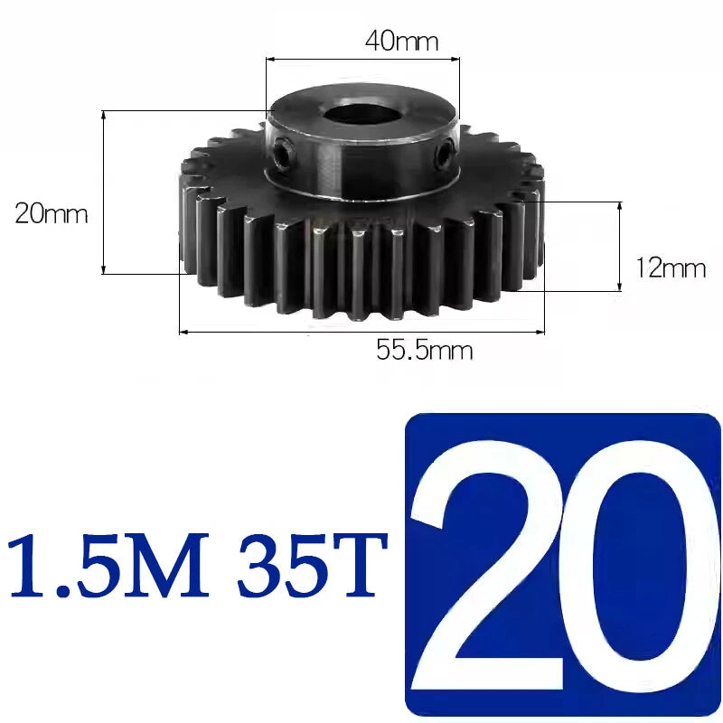 Spur Gears 1.5 Mod Transmission Gear With Step 45#Steel Pinion Motor Gear 15~50T