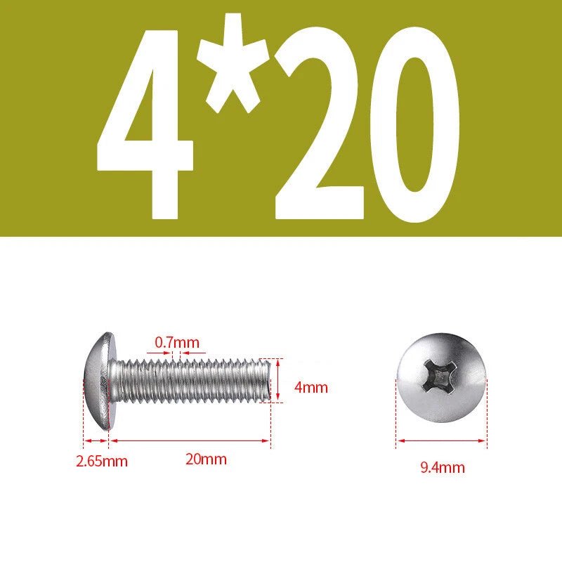 Phillips Button Head Machine Screws — Steel M2 M2.5 M3 M4 M5 M6 - HomeDIYer