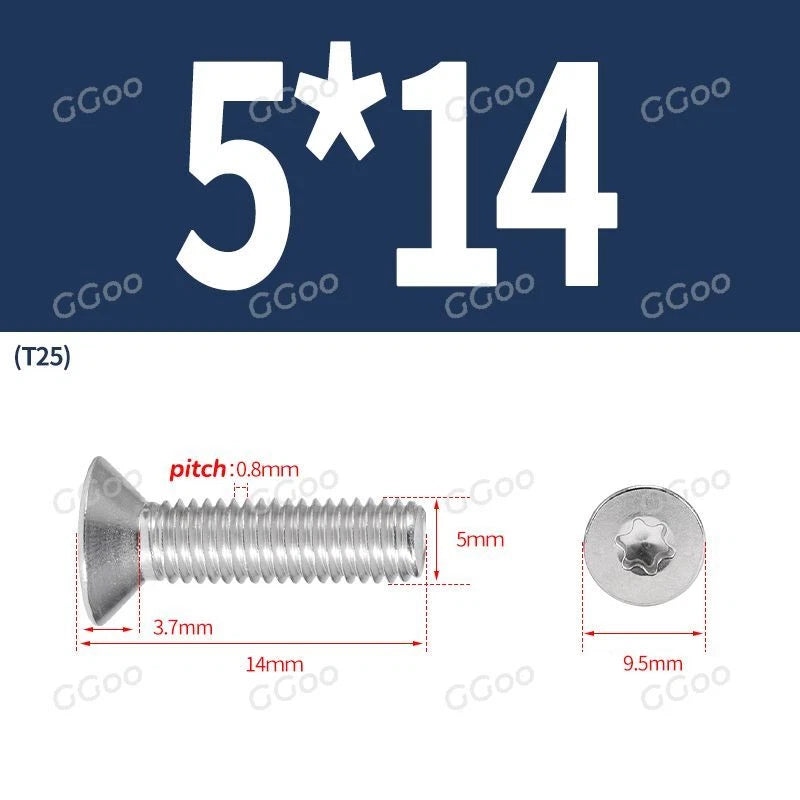 A2 Stainless Steel Torx Countersunk Flat Head Machine Screws M2 M2.5 M3 M4 M5 M6 M8 DIN 965 — 4mm to 60mm