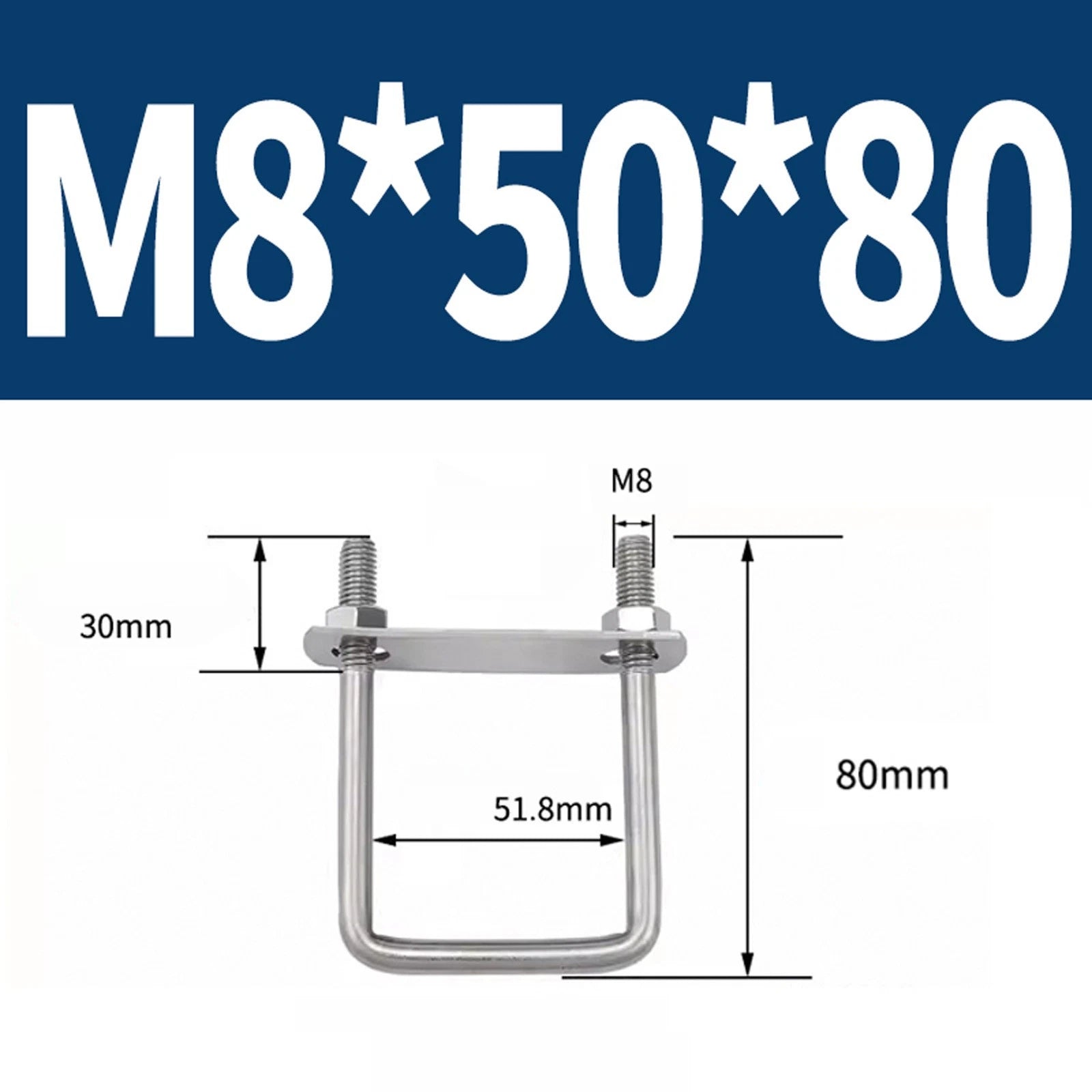 M6 M8 M10 M12 U Bolt Plates & Nuts Standard U-Bolts Stainless Steel 304 Trailer