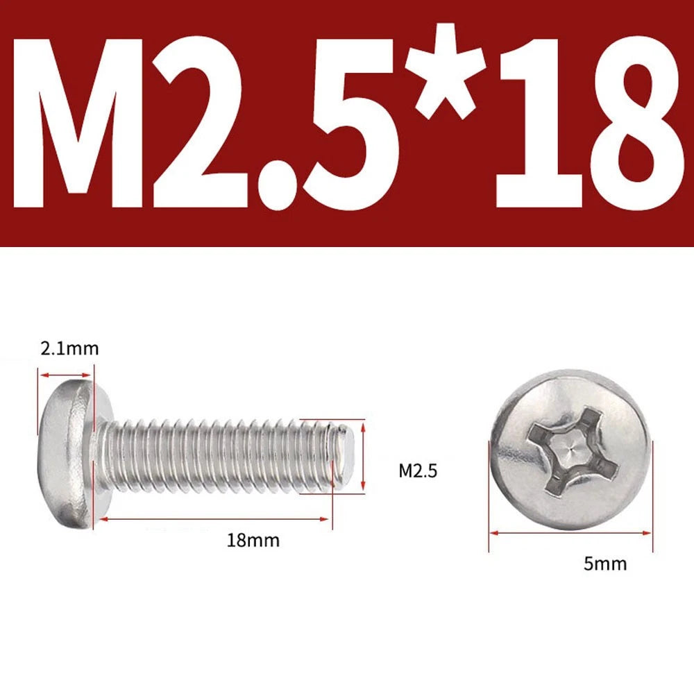 Phillips Pan Head Machine Screws — A4 Marine Grade Stainless Steel, DIN 7985 (M1.6–M10)