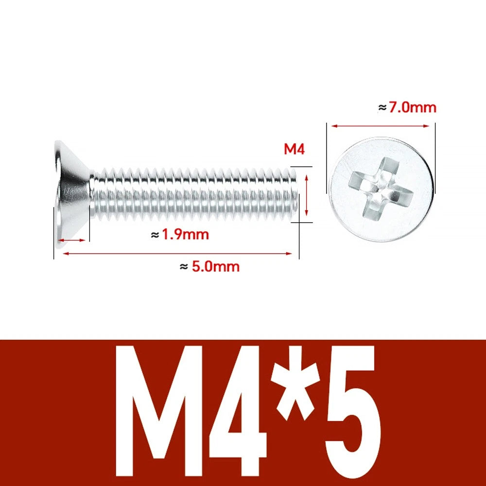 Countersunk Phillips Machine Screws – M2 to M12, White / Colour Zinc Plated, Carbon Steel
