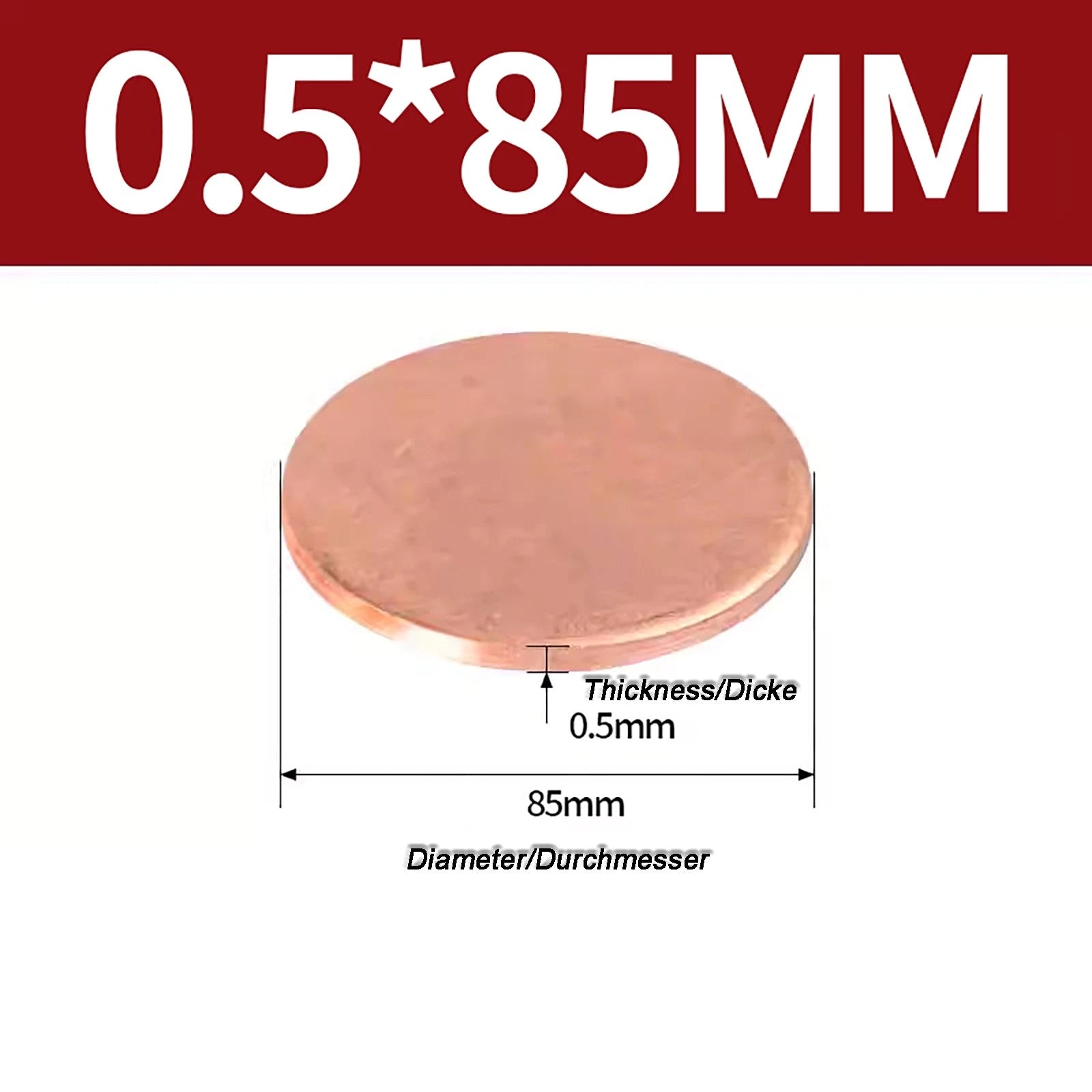 Solid Pure Copper Discs Blanks Round Plate Metal Sheet Thick 0.3~6mm Ø10mm~150mm