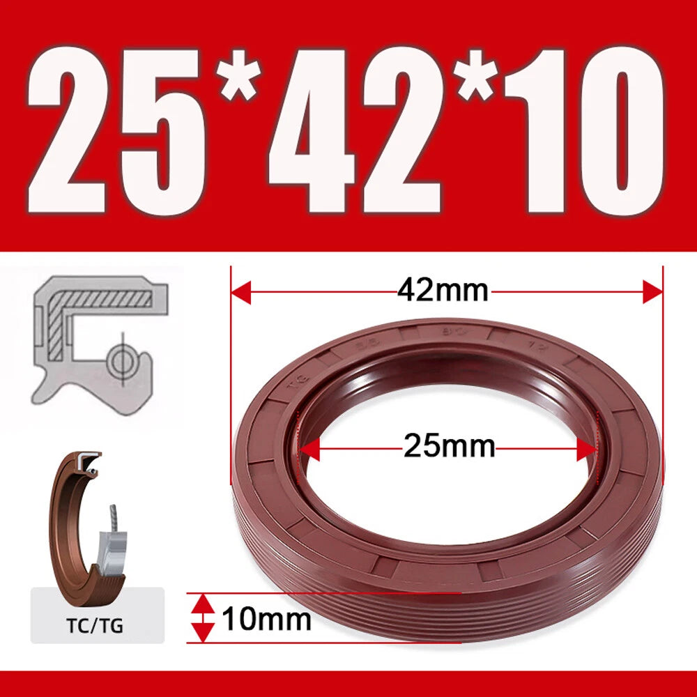 TC/TG Dual Lip FKM Oil Seal — Metric Rotary Shaft Sealing Ring, ID 25–50mm