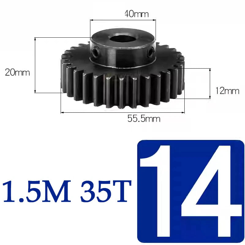 Spur Gears 1.5 Mod Transmission Gear With Step 45#Steel Pinion Motor Gear 15~50T