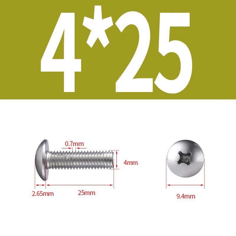Phillips Button Head Machine Screws — Steel M2 M2.5 M3 M4 M5 M6 - HomeDIYer