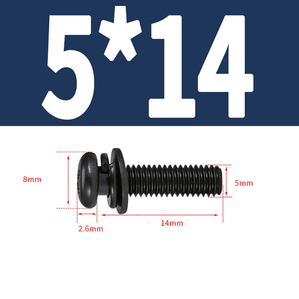 M5–M8 Phillips Pan Head Screws with Flat Washer – Nickel Plated or Black Zinc, Carbon Steel