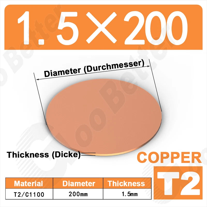 Solid Pure Copper Discs Blank Metal Round Sheet Plate Thick 0.5-3mm Dia 20-100mm