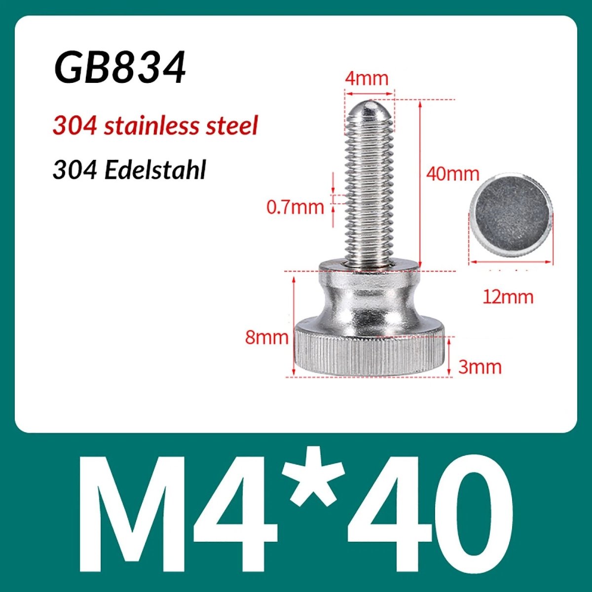 A2 Stainless Steel Knurled Thumb Screws – M2 to M10, Hand Turn Knob Bolts, 4 - 60mm Lengths - HomeDIYer