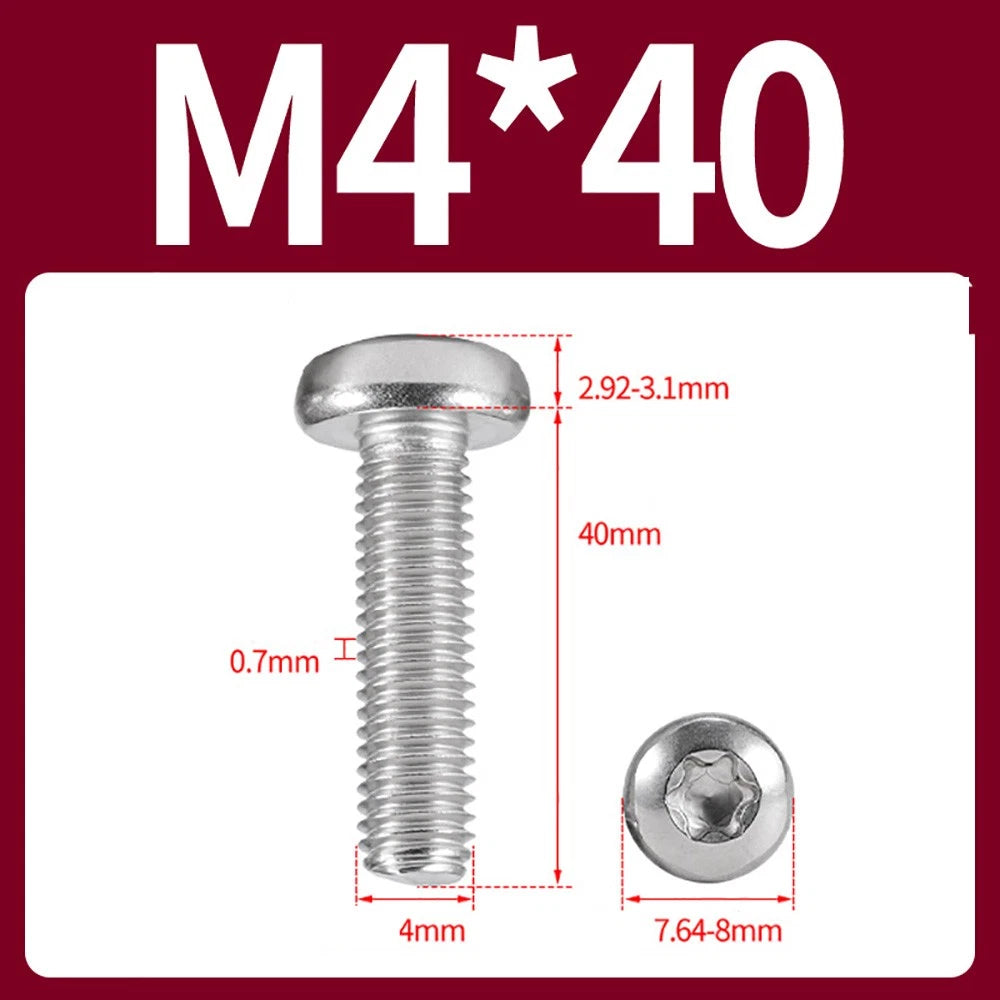M2–M10 A2 Stainless Steel Torx Button Head Machine Screws, With or Without Column, Pack of 5