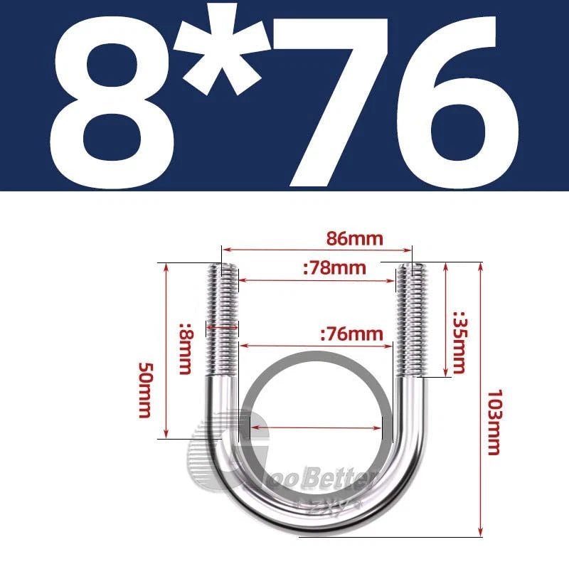 Square U - Bolts Stainless Steel — M6 to M24 | 304 A2 & 316 A4 Marine Grade - HomeDIYer