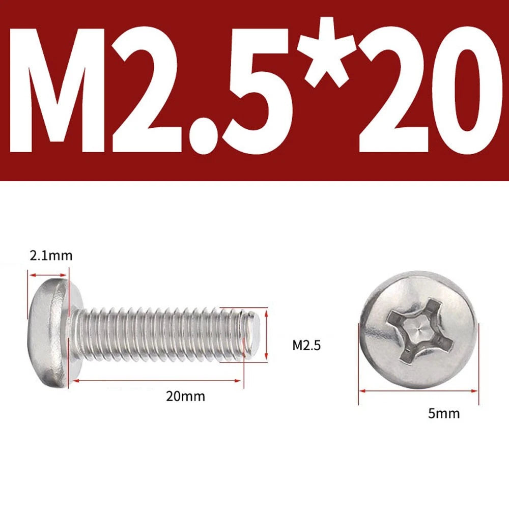Phillips Pan Head Machine Screws — A4 Marine Grade Stainless Steel, DIN 7985 (M1.6–M10)