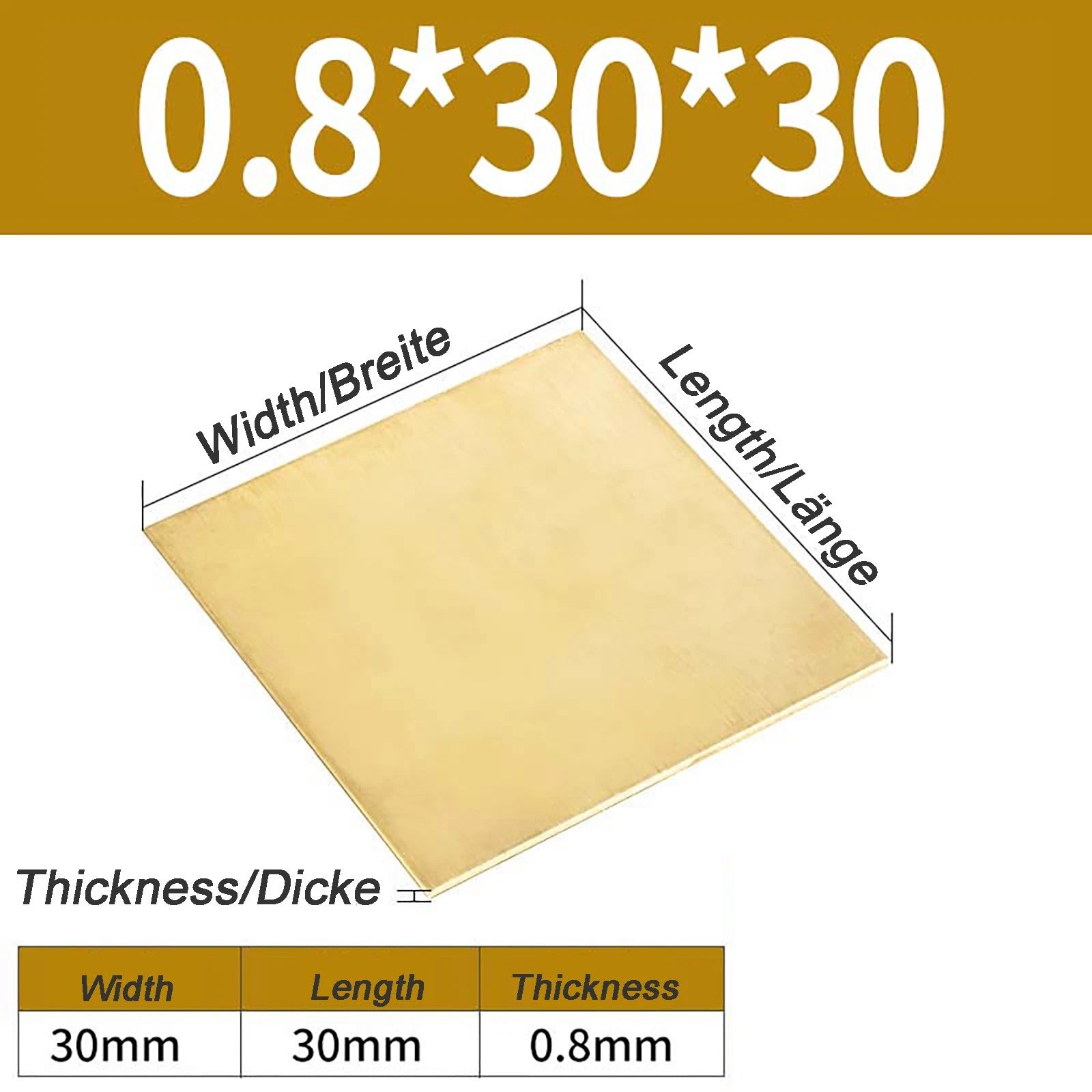 Natural Brass Sheet Metal guillotine cut - 0.3mm - 3.0mm - Multiple Sizes