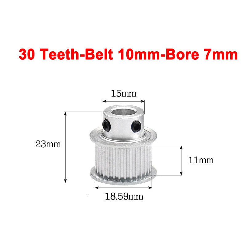 2GT Drive Pulley With Step 16 Tooth - 100 Tooth Bore 4mm - 25mm for 10mm Belt