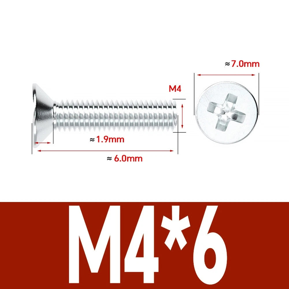 Countersunk Phillips Machine Screws – M2 to M12, White / Colour Zinc Plated, Carbon Steel