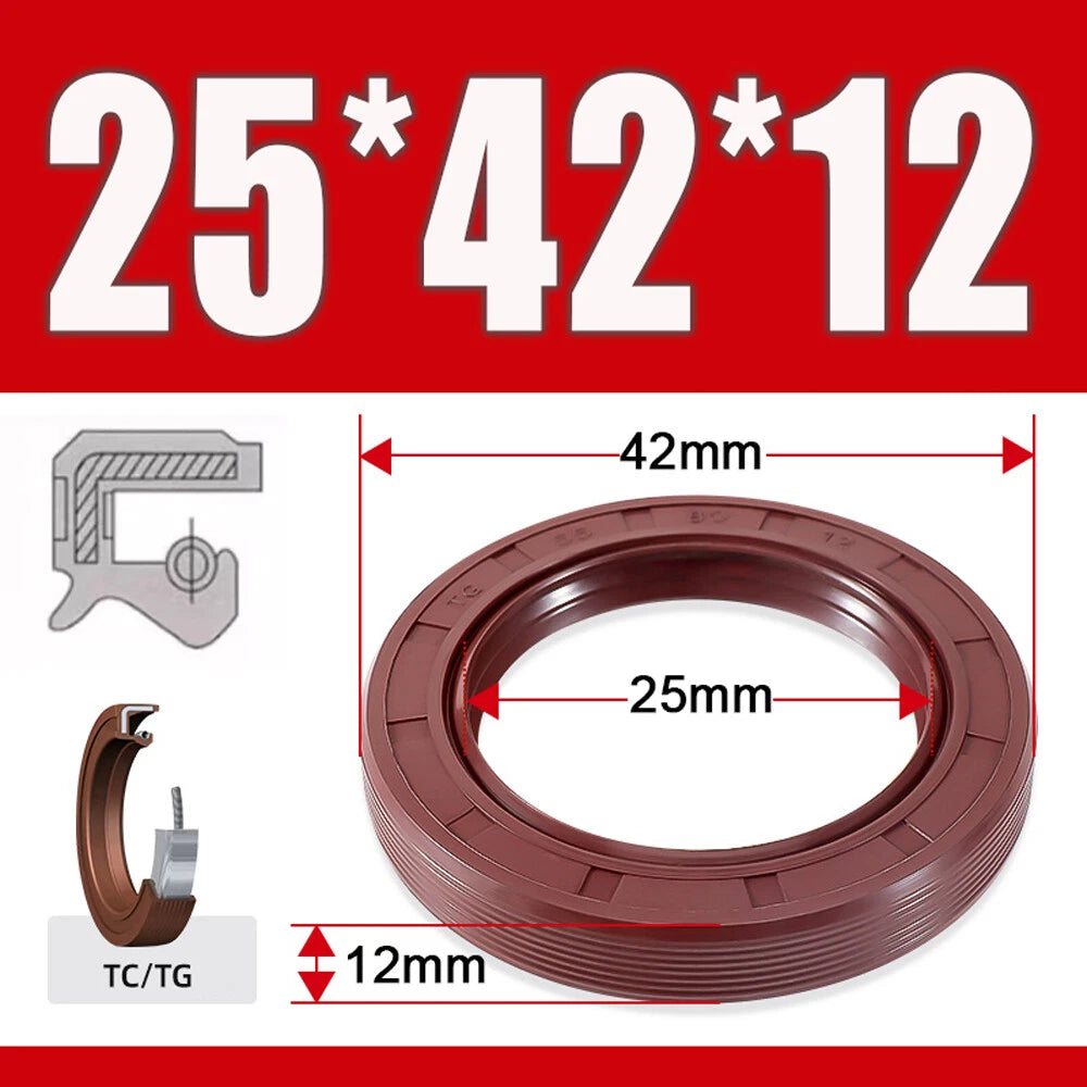 TC/TG Dual Lip FKM Oil Seal — Metric Rotary Shaft Sealing Ring, ID 25–50mm